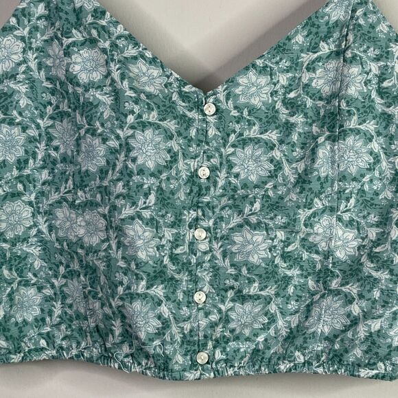 American Eagle 2021 Linen Cotton Floral Crop Top Blouse Women's Size XXL - Picture 3 of 8